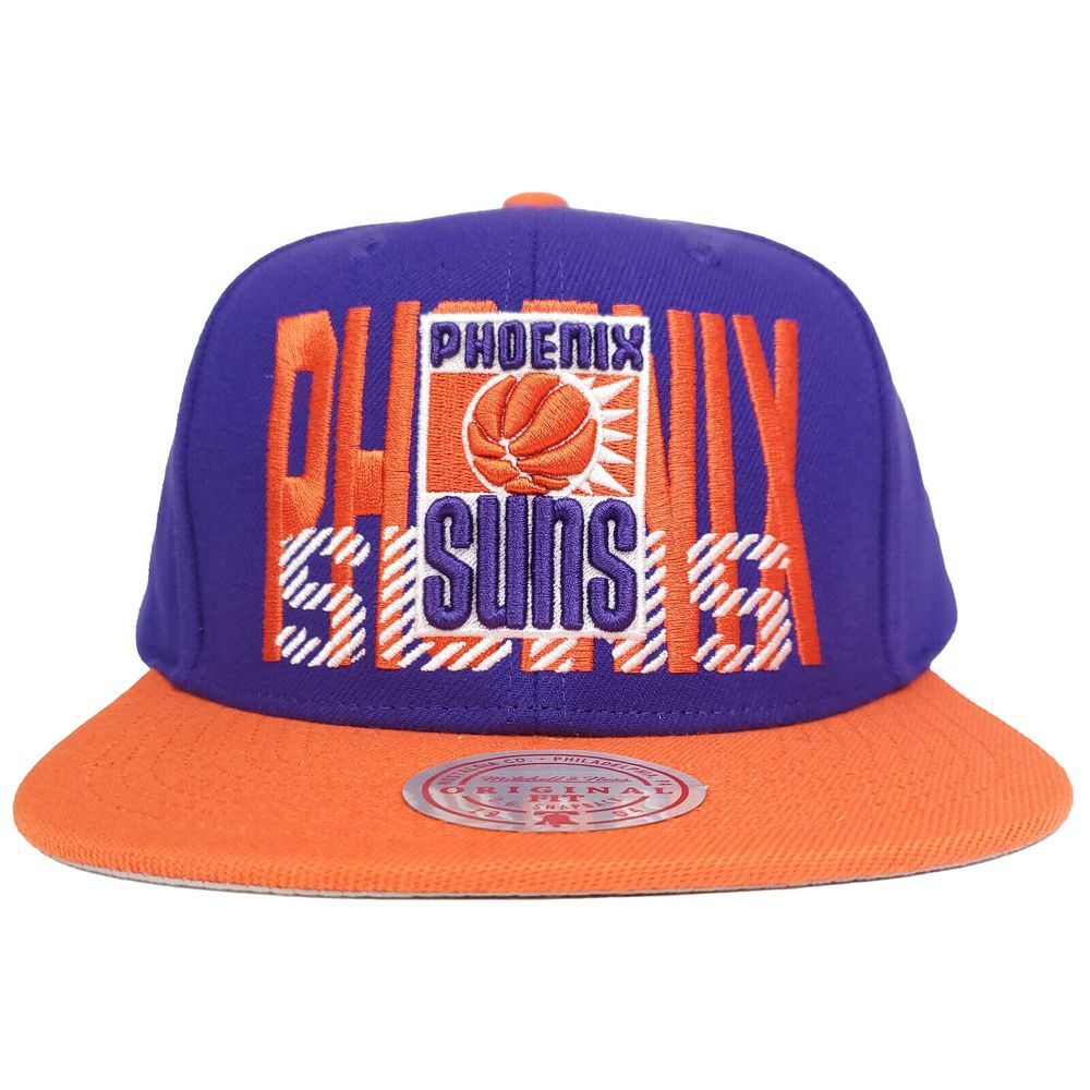 Phoenix Suns Mitchell & Ness NBA Snapback Hat Cap‎ Word Logo Purple Orange NWT